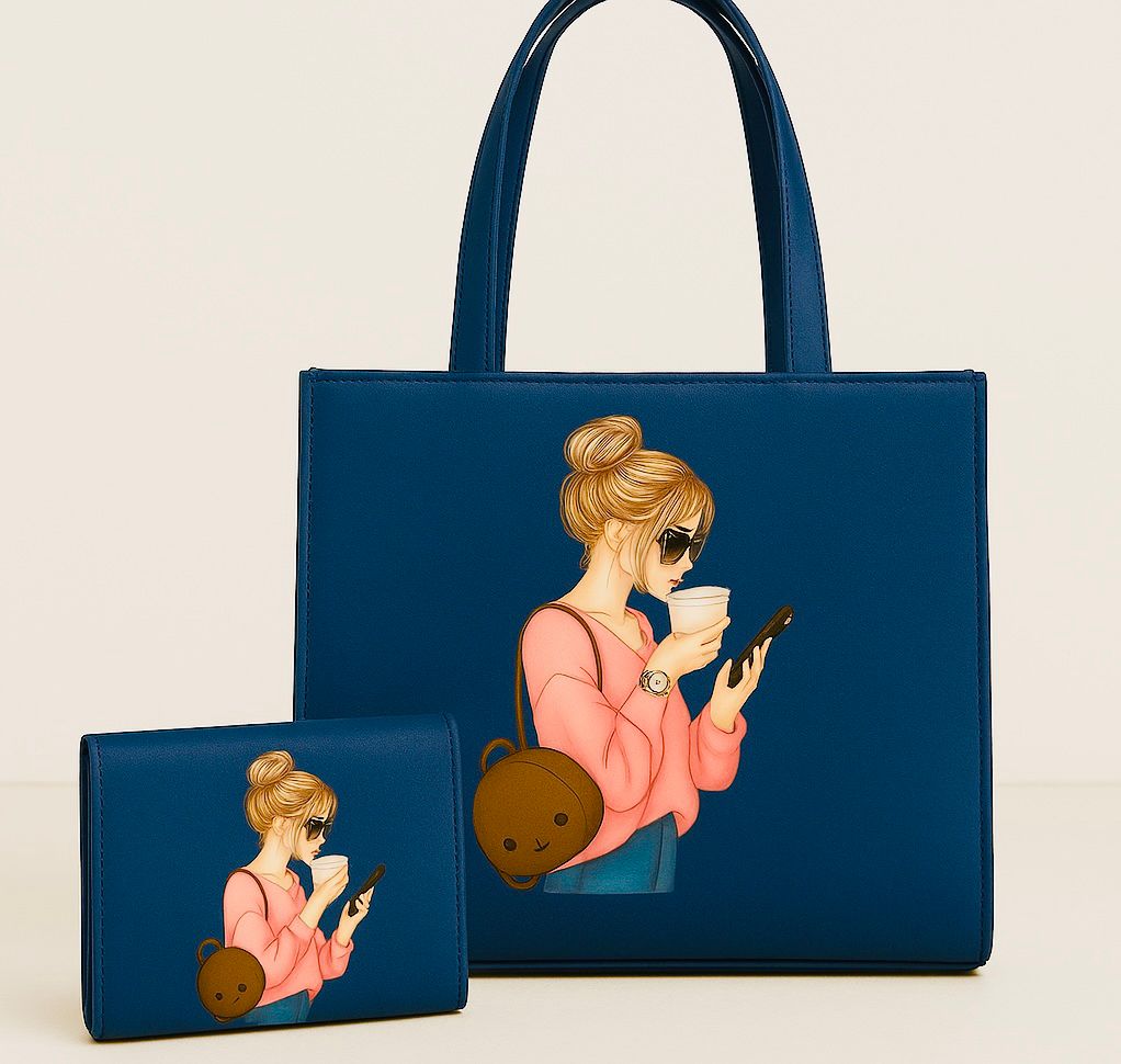 2 pcs Canvas Tote Bag Blue, Durable Everyday Bag by The Leather Jewel