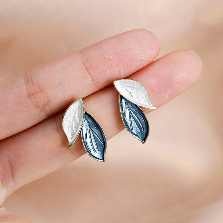 Blue Leaves Gold - Earring