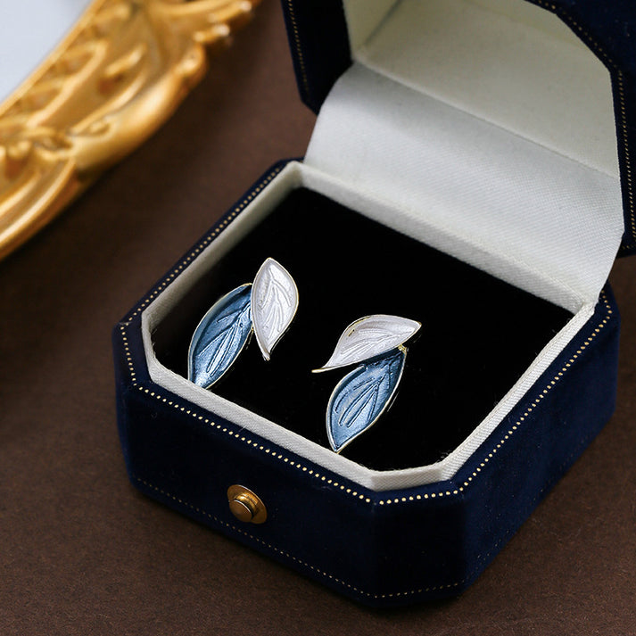 Blue Leaves Gold - Earring