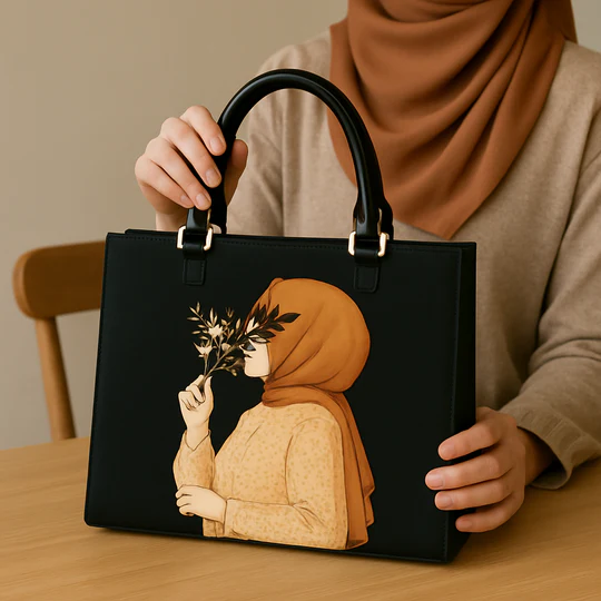 Hijab Girl Black Canvas Tote Bag