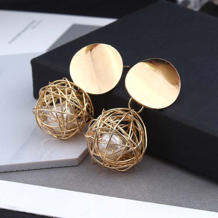 Classy Pearl Cage Foiled - Earring