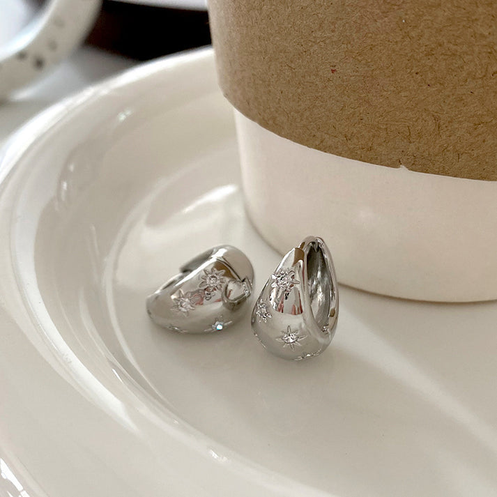 Diamond & Foiled Silver - Earring