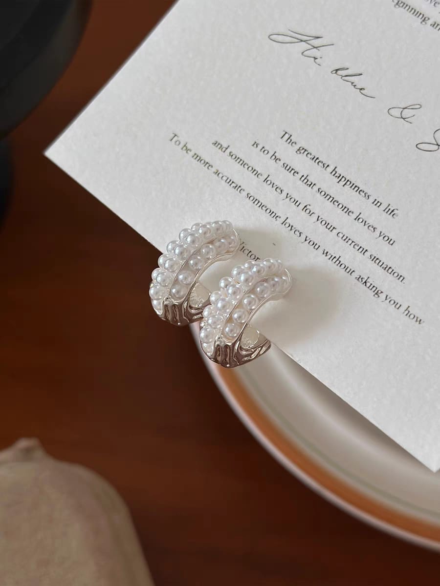 Gold Half Pearl - Earrings