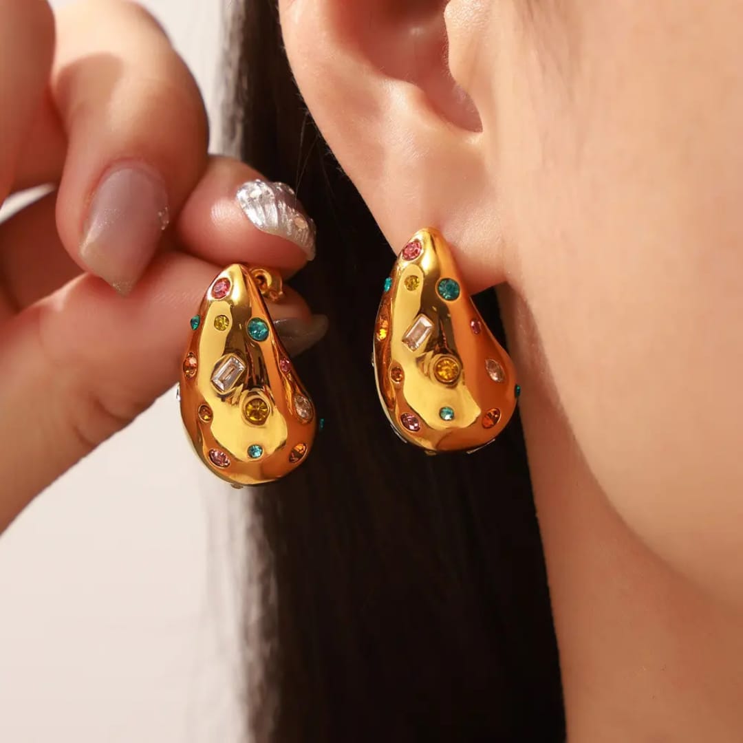 Colorful Zircon Water Drop - Earrings