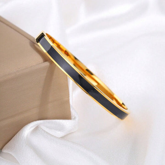 Black & Gold Enamel Bangle - Bracelet
