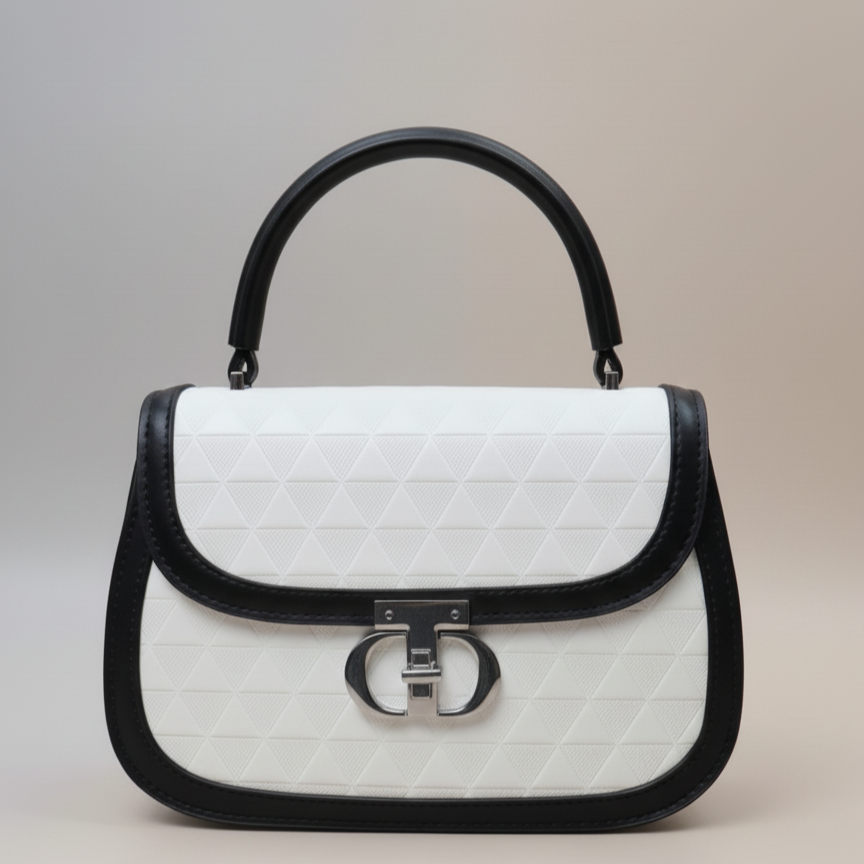 classic black & white handbag , Trendy Ladies Handbag by The Leather Jewel