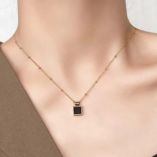 Cute Black Square Pendant - Necklace