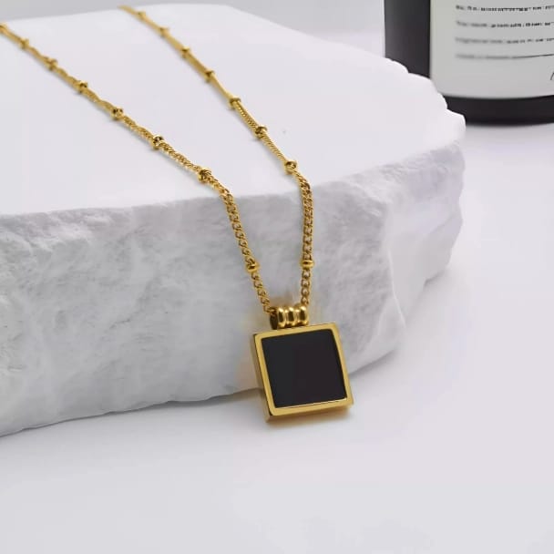 Cute Black Square Pendant - Necklace