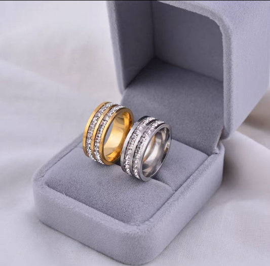Double Rows Rhinestone - Ring