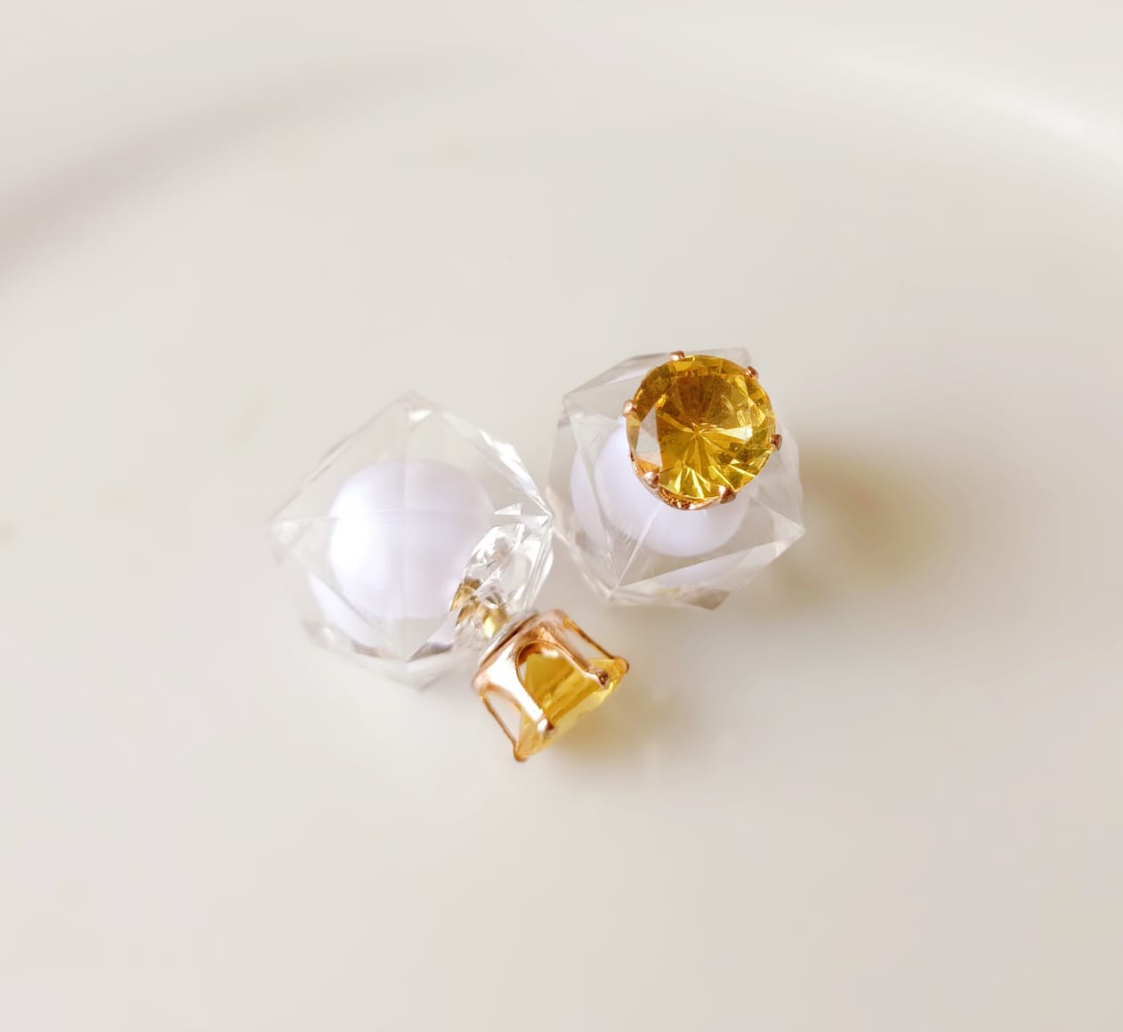 Crystal White Studs - Earrings