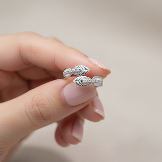 Elegant Leaf Style - Ring, Elegant Tarnish-Free Ring for Women by The Leather Jewel