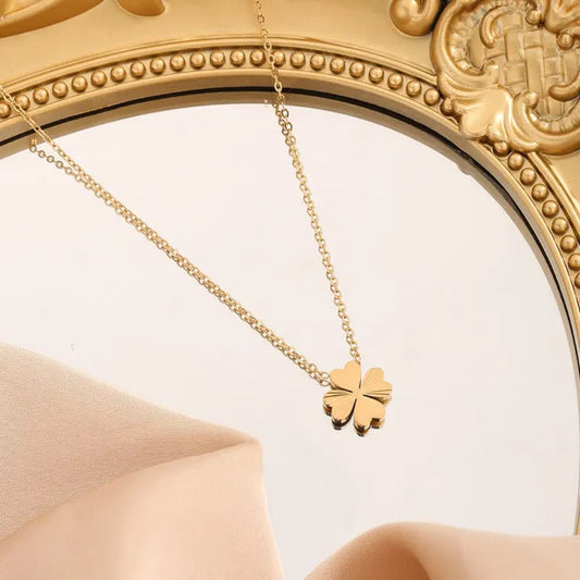 Four-leaf Clover Pendant - Necklace, Trendy Tarnish-Free Jewelry by The Leather Jewel
