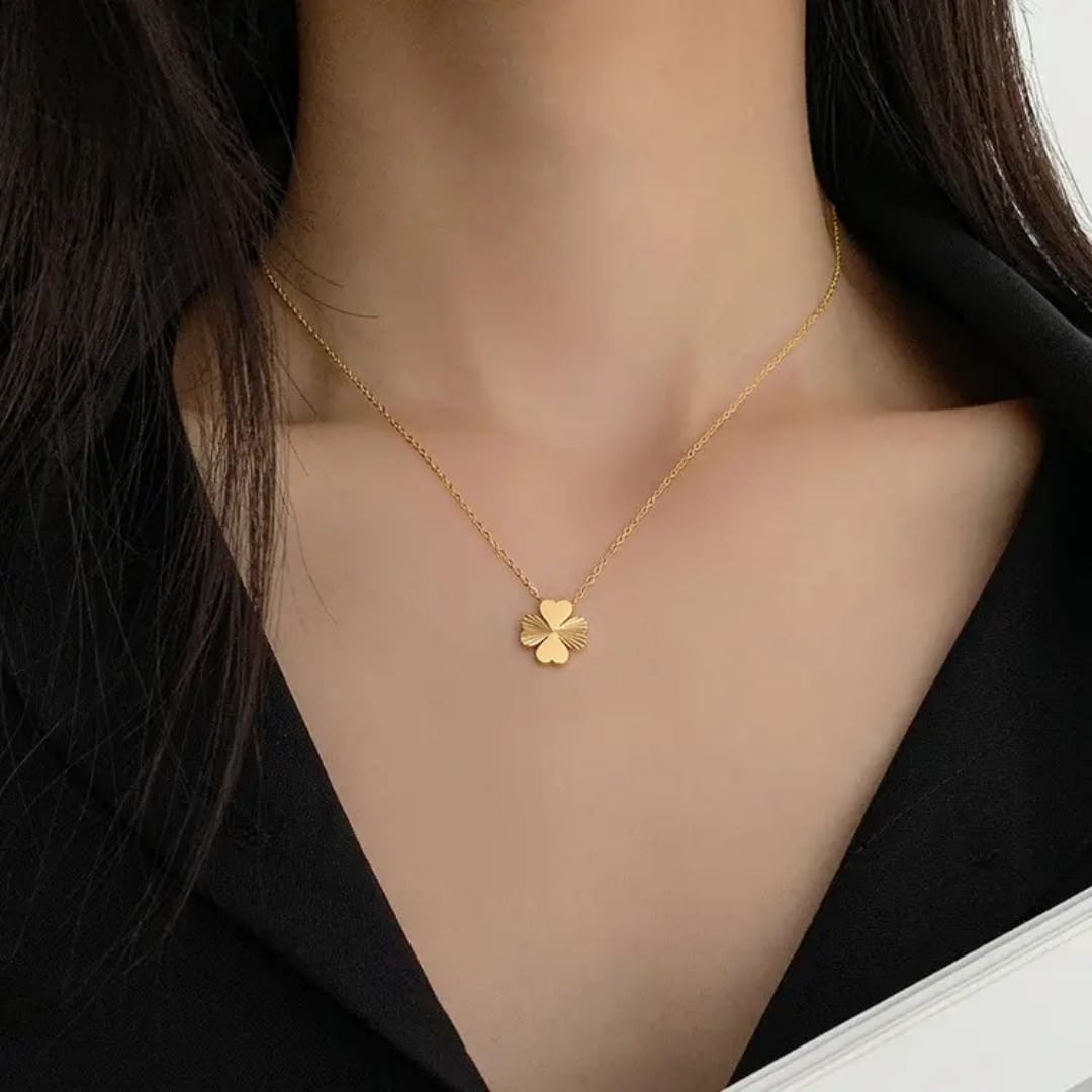 Four-leaf Clover Pendant - Necklace, Trendy Tarnish-Free Jewelry by The Leather Jewel