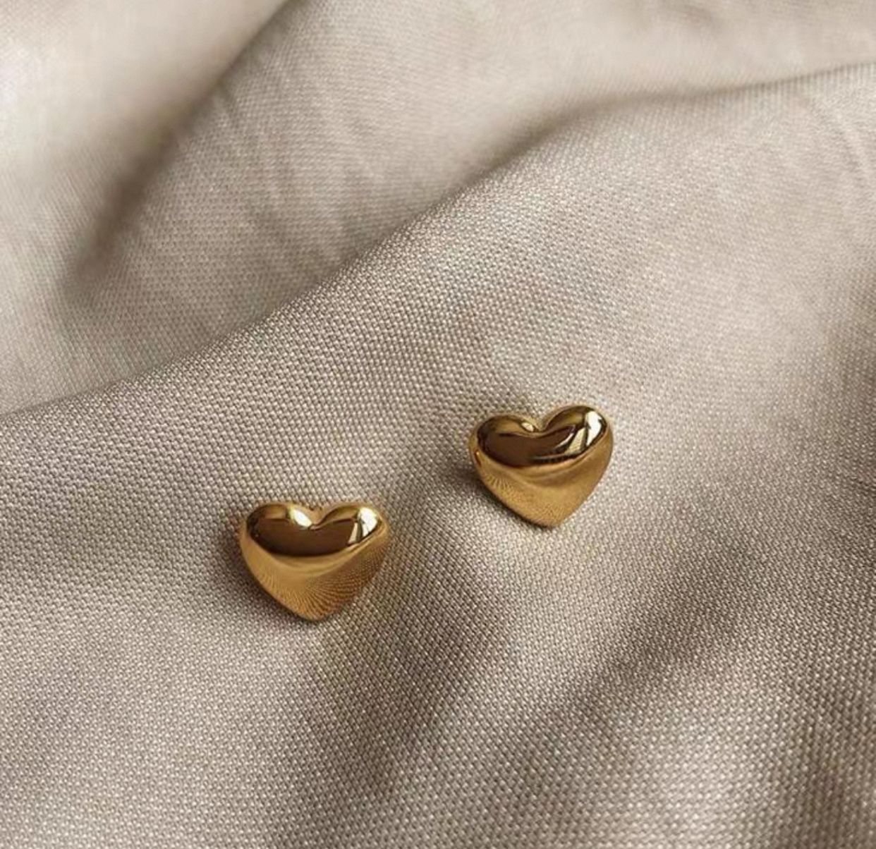 Glossy Heart Gold - Earrings , Fashion Jewelry by The Leather Jewel