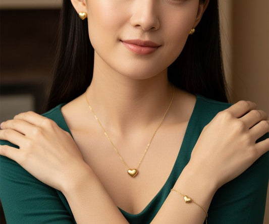 Gold Love Heart - Jewelry Set