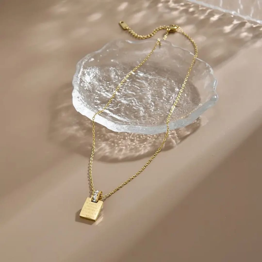 Gold Plated Book Letter Pendant - Necklace