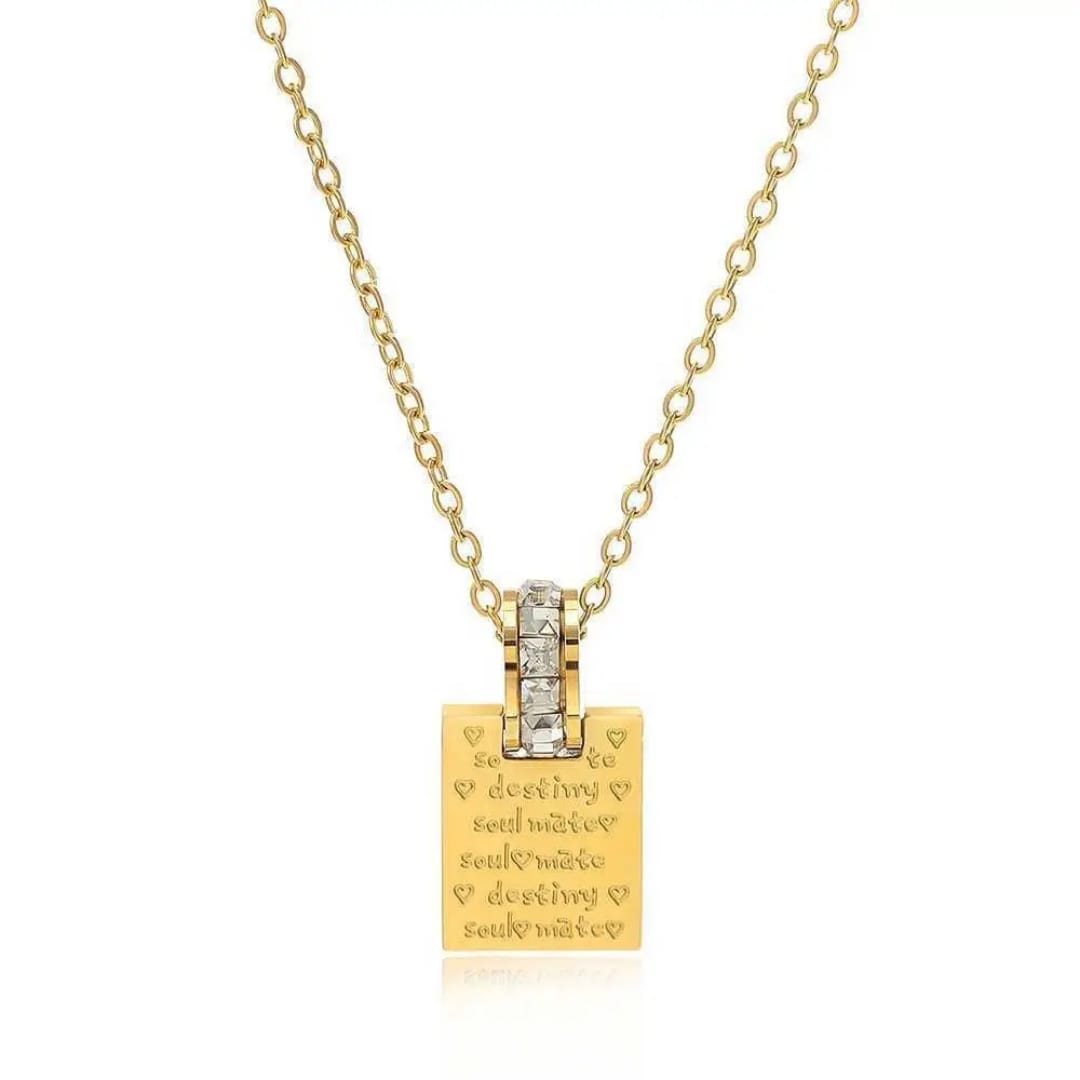 Gold Plated Book Letter Pendant - Necklace