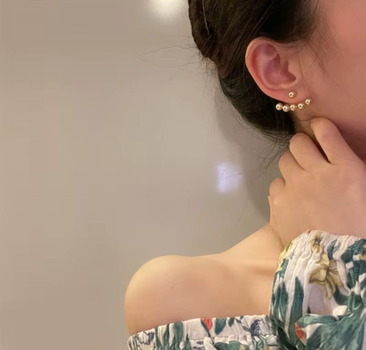 Golden Ball Ear Jackets - Earrings
