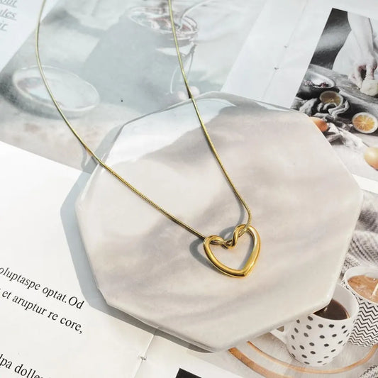 Golden Heart - Necklace, Trendy Tarnish-Free Jewelry by The Leather Jewel