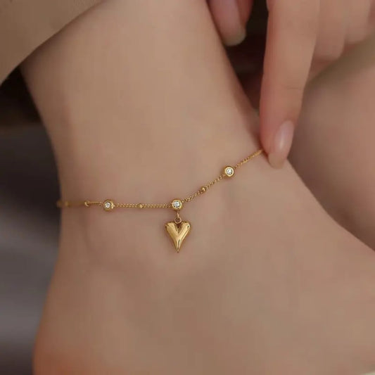 Heart drop 3 diamond - Anklet
