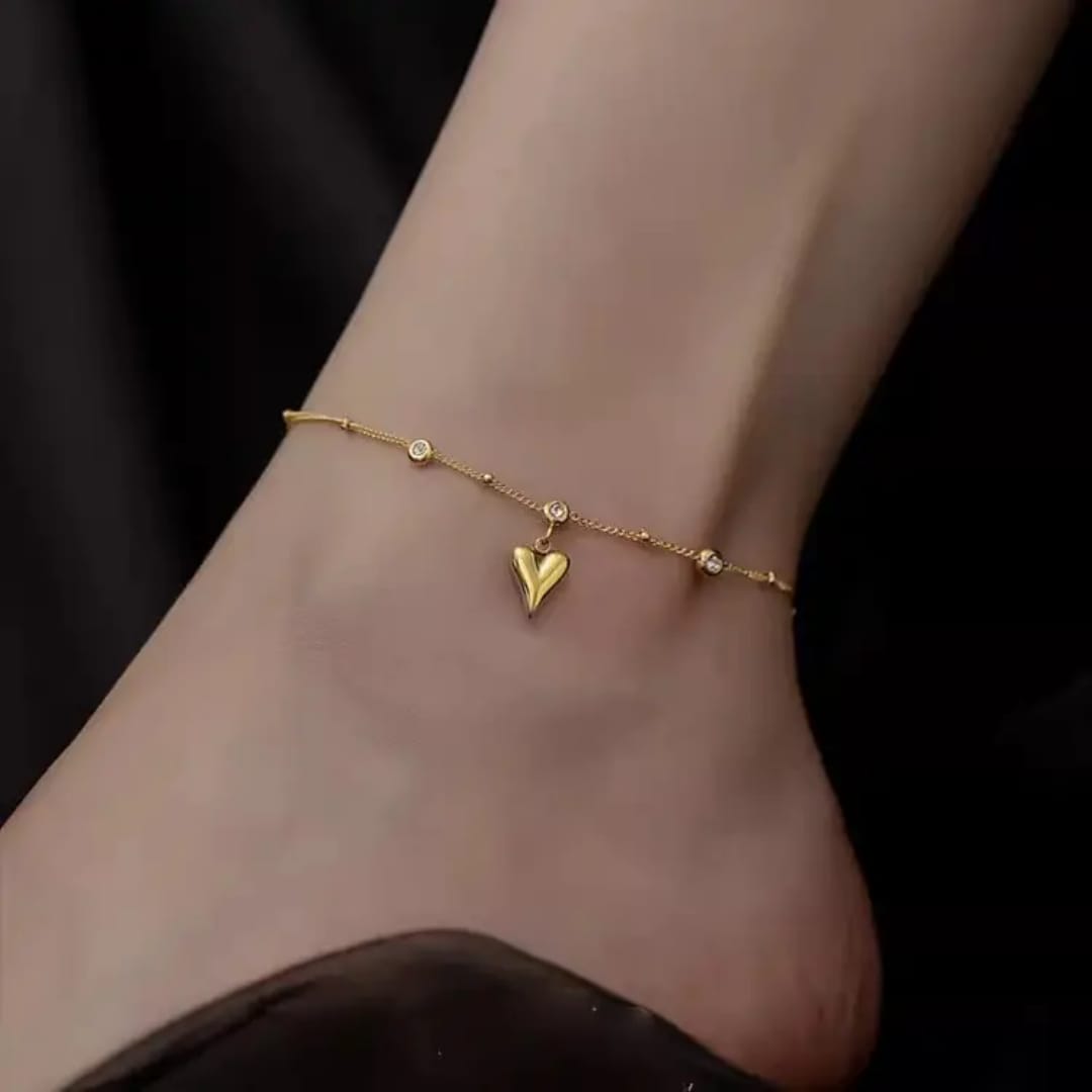 Heart drop 3 diamond - Anklet