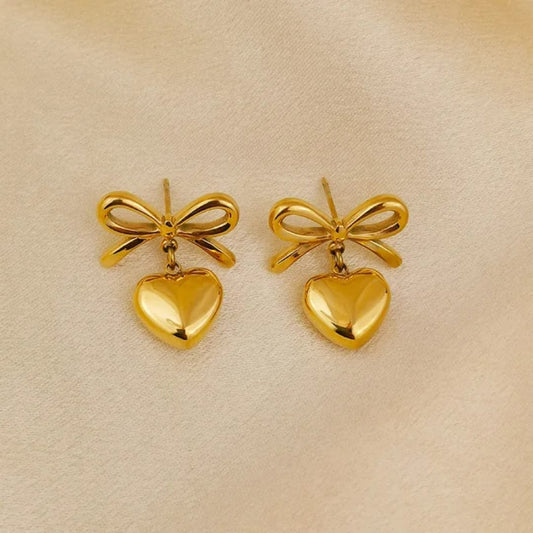 Heart Love French Knot Stud - Earrings, Tarnish-Free Stylish Jewelry by The Leather Jewel