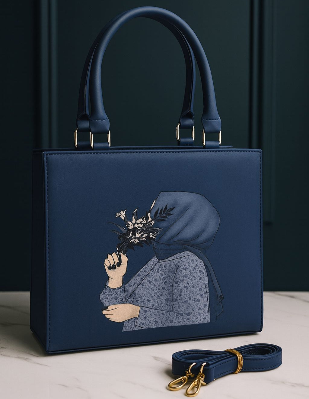 Hijab Girl Blue Canvas Tote Bag, Durable Everyday Bag by The Leather Jewel