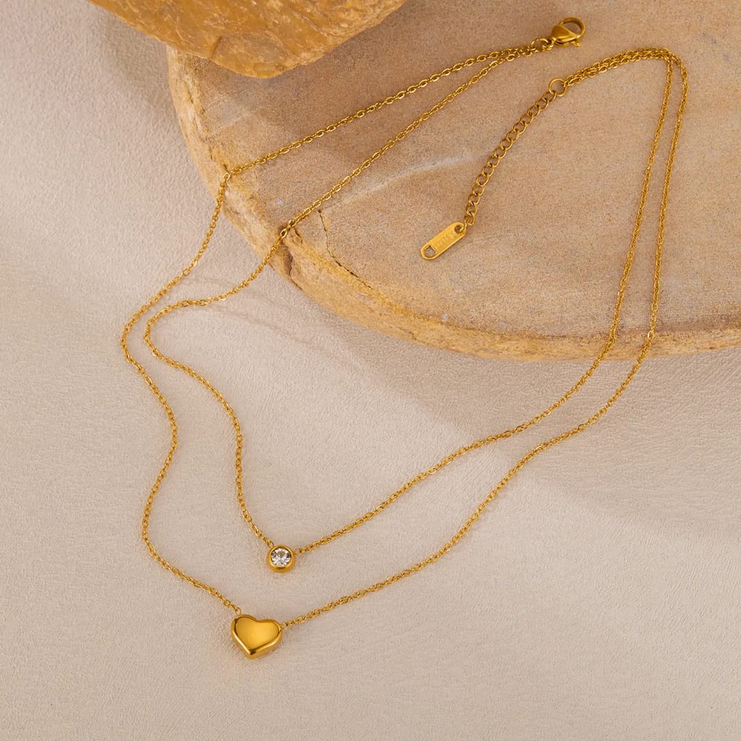 Layered Heart - Necklace, Tarnish-Free Jewelry by The Leather Jewel, Pakistan