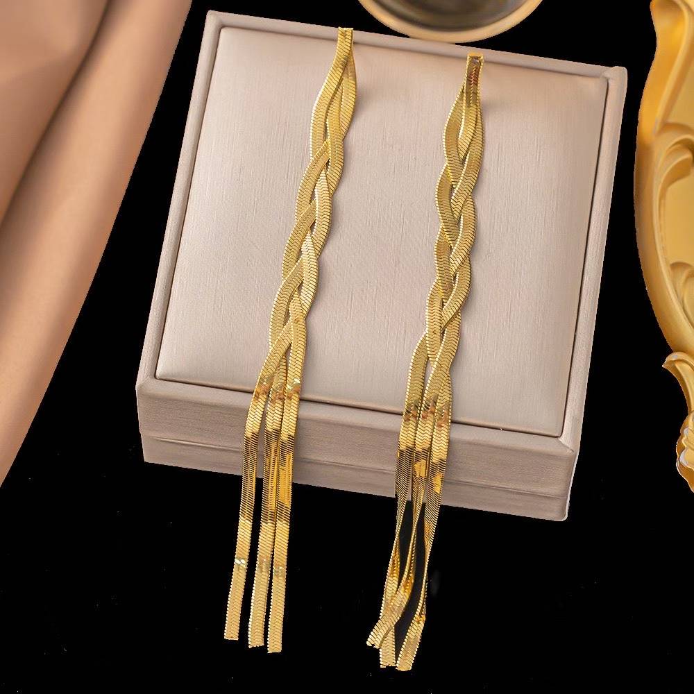 Long Chain Tassel Drop- Earrings, Tarnish-Free Stylish Jewelry by The Leather Jewel, Pakistan