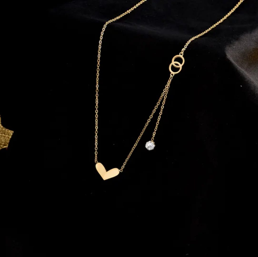 Love Heart Ring Tassel Pendant - Necklace