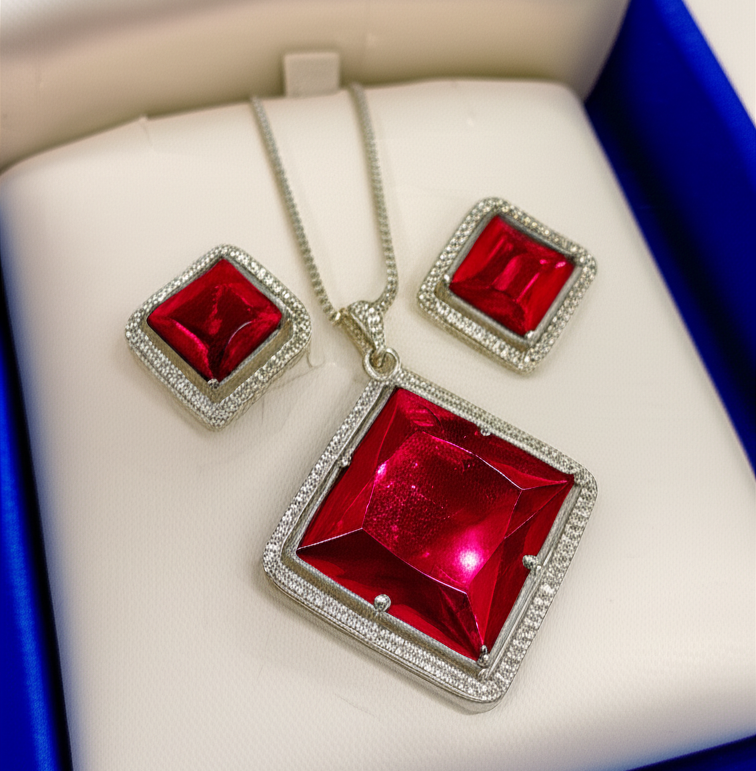 Luxury Diamond Maroon - Jewelry Set ,Elegant Affordable Jewelry by The Leather Jewel