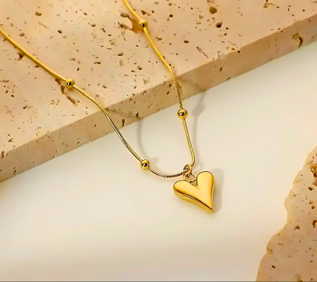 luxury love heart clavicle chain - Necklace, Tarnish-Free Jewelry by The Leather Jewel, Pakistan