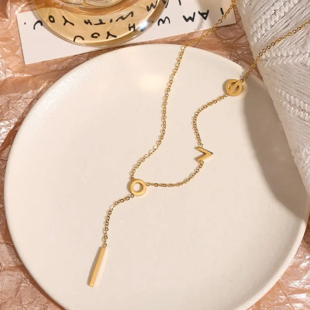 Luxury Love Letter Pattern Charm - Necklace