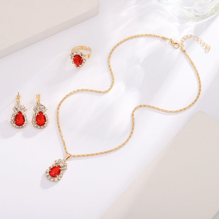 Red Diamond Gold - Jewelry Set ,Elegant Affordable Jewelry by The Leather Jewel