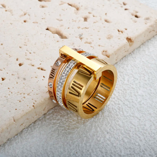 Roman Numeral Multilayer - Ring ,Tarnish-Free Jewelry by The Leather Jewel, Pakistan