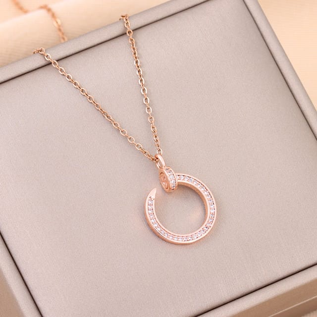 Rose Gold Nail Pendant- Necklace, Trendy Tarnish-Free Jewelry by The Leather Jewel