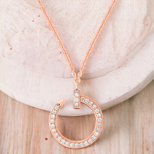 Rose Gold Nail Pendant- Necklace, Trendy Tarnish-Free Jewelry by The Leather Jewel