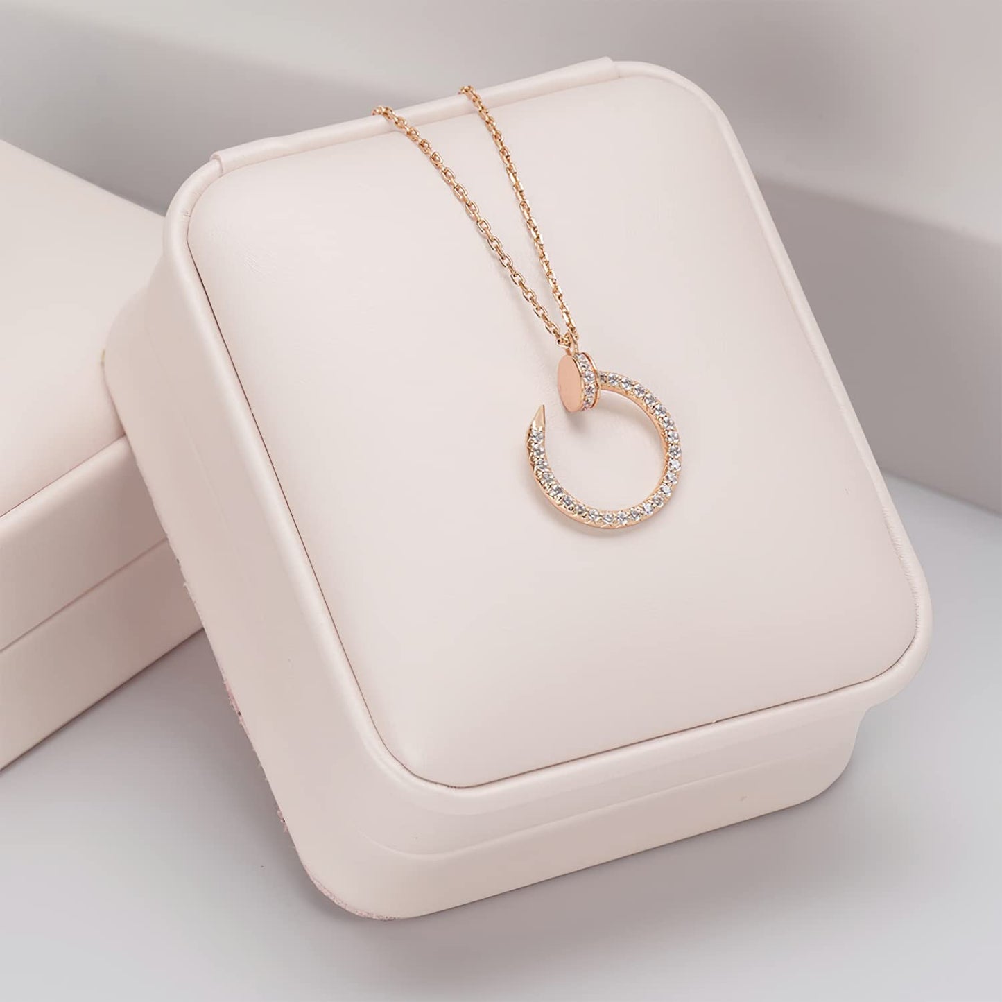 Rose Gold Nail Pendant- Necklace, Trendy Tarnish-Free Jewelry by The Leather Jewel