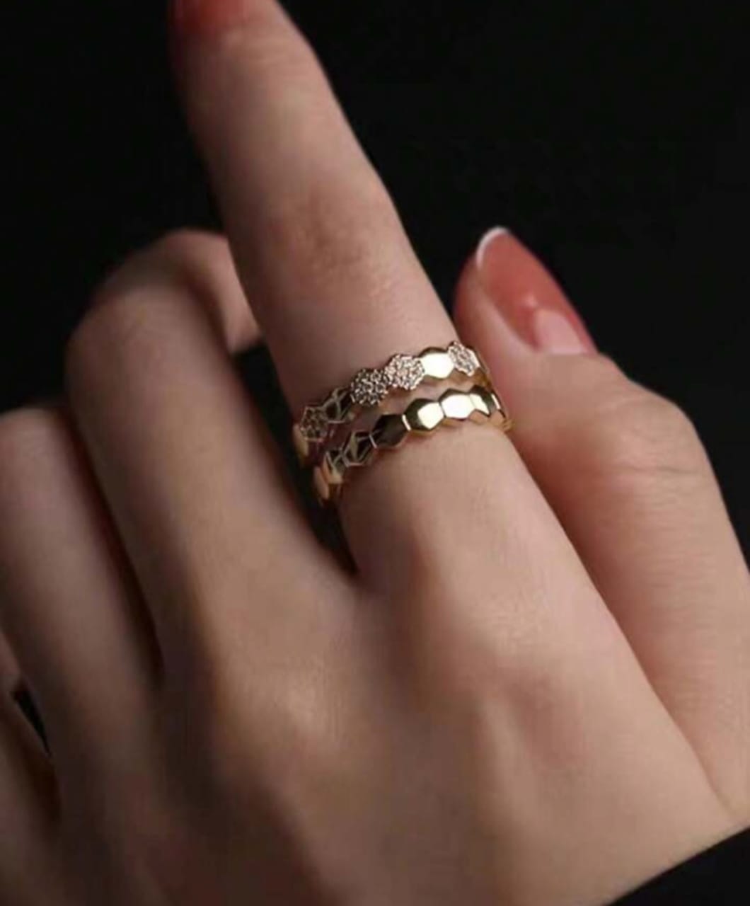 Shiny Honeycomb Gold - Ring, Stylish Affordable Jewelry by The Leather Jewel