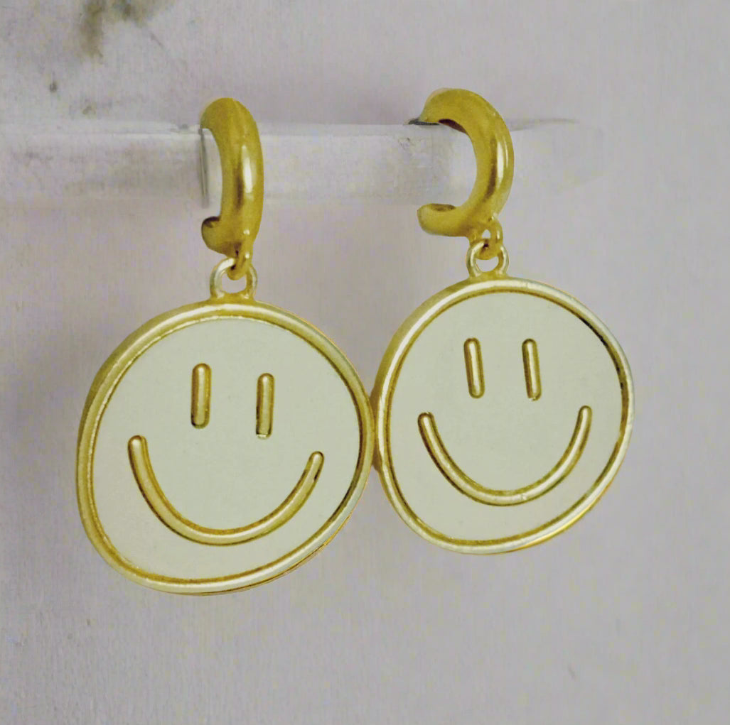 Smile Face Emoji - Earrings, Elegant Affordable Jewelry by The Leather Jewel