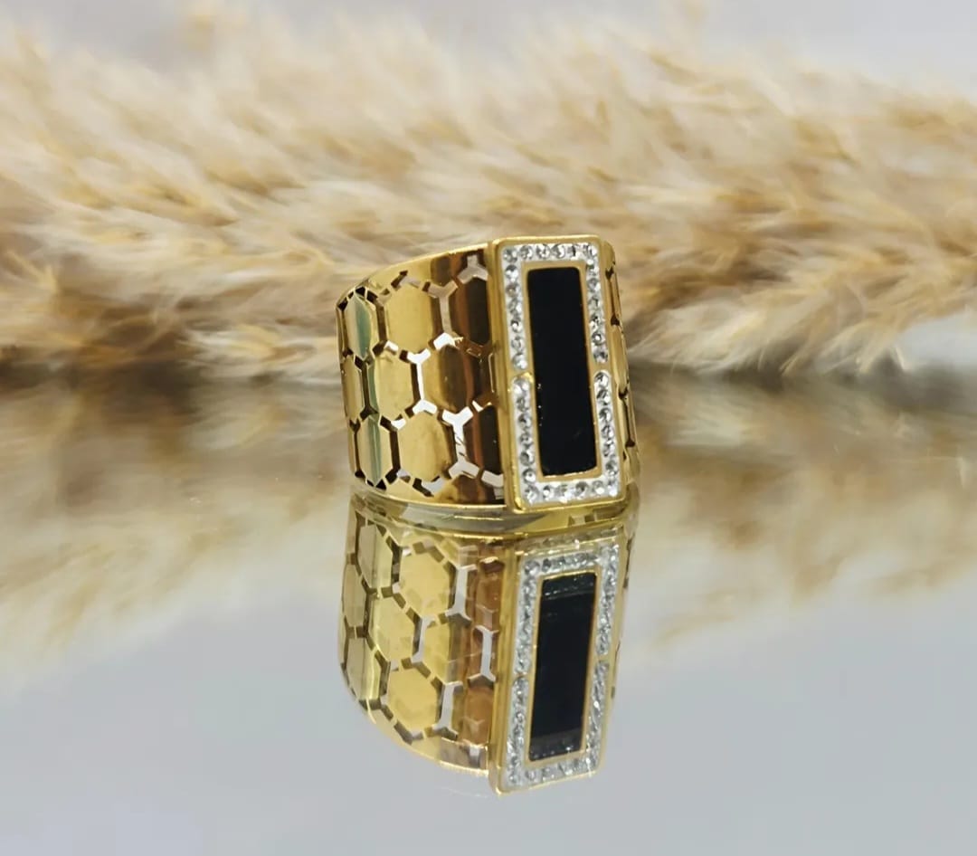 turquoise square crystal ring ,Tarnish-Free Jewelry by The Leather Jewel, Pakistan