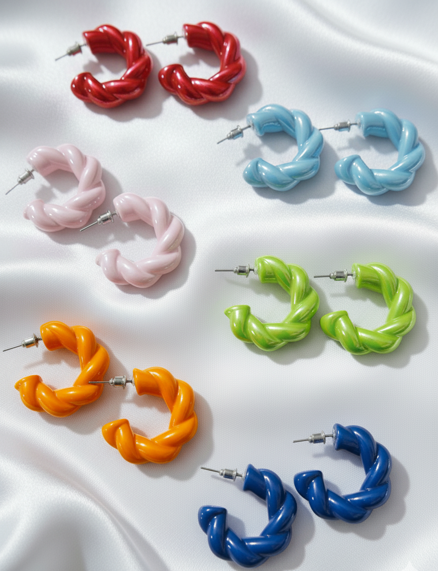 Twisted Hoops Earrings, Fashion Jewelry by The Leather Jewel