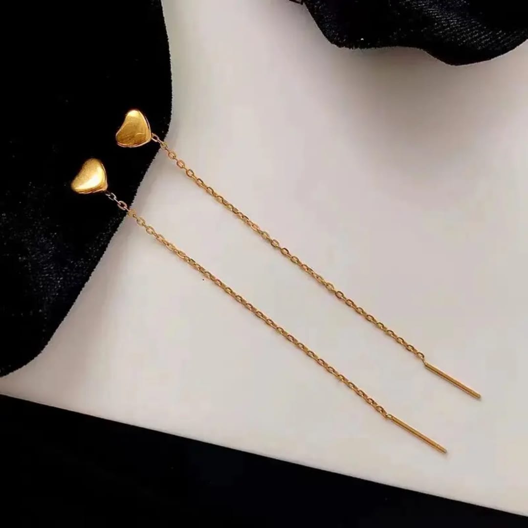 Vintage Heart Threader - Earring ,Tarnish-Free Stylish Jewelry by The Leather Jewel, Pakistan