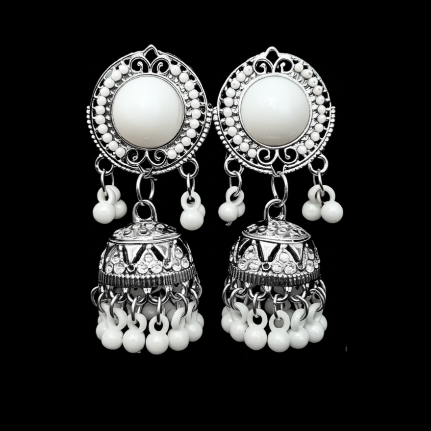 Antique Round Jhumka - Earrings