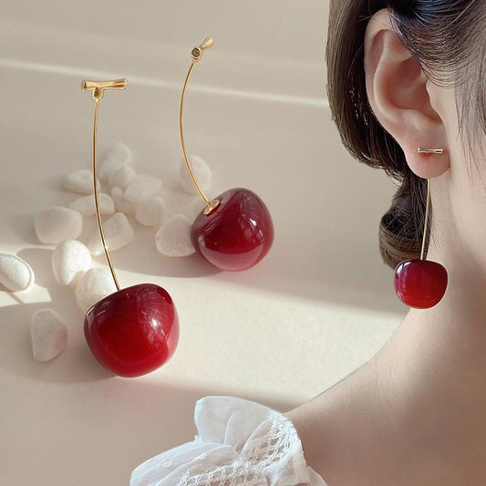 Sterling Cherry Drop - Earrings