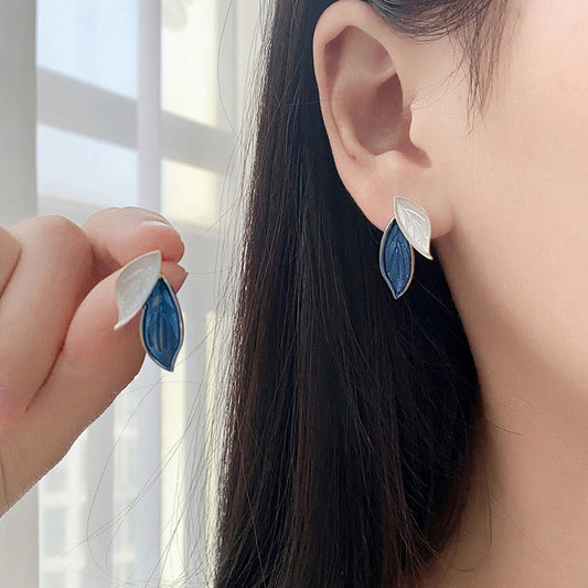 Blue Leaves Gold - Earring