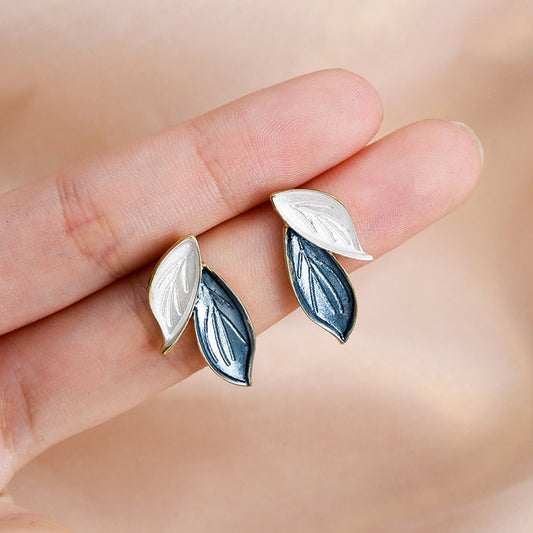 Blue Leaves Gold - Earring