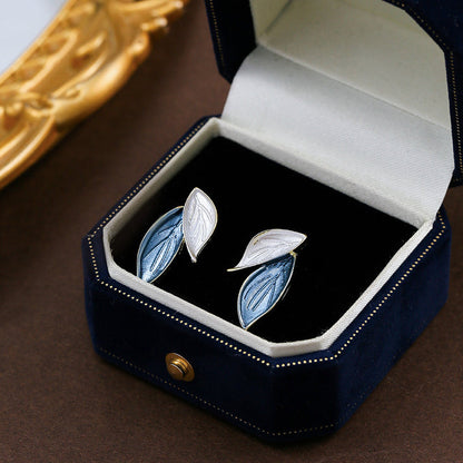 Blue Leaves Gold - Earring
