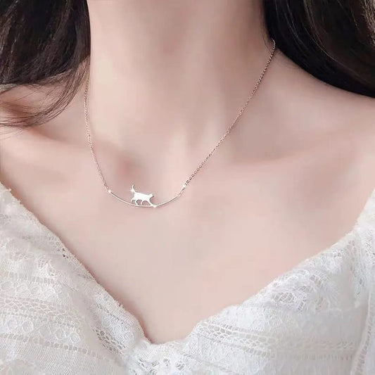 Cat Walking Silver - Necklace