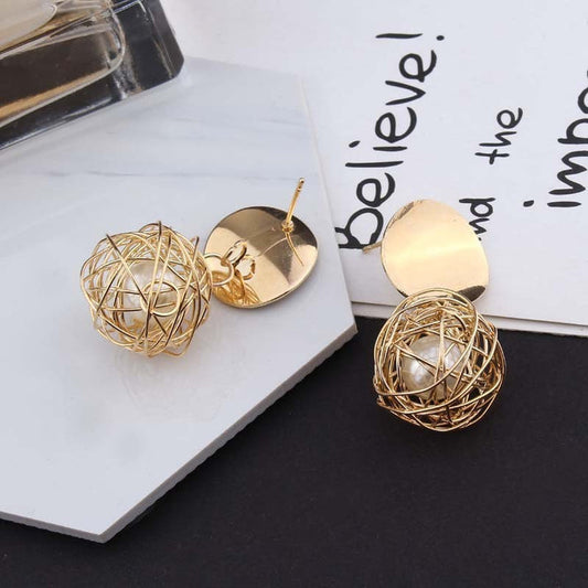 Classy Pearl Cage Foiled - Earring